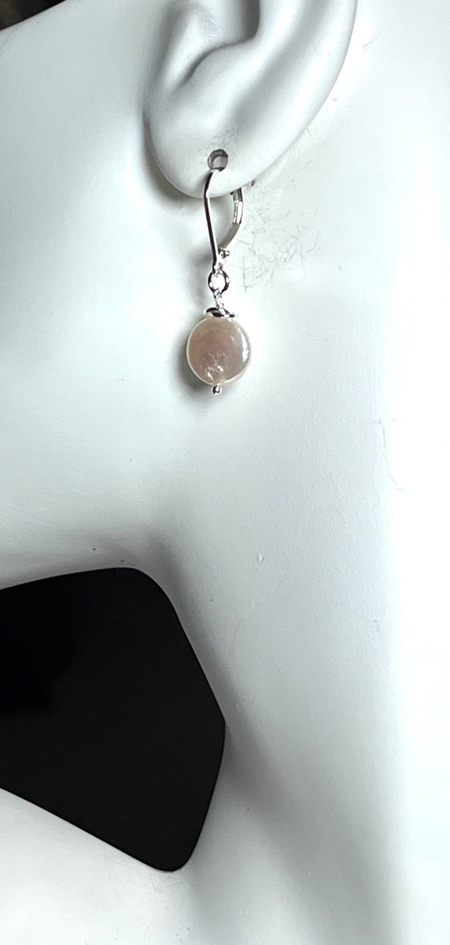Freshwater Pearl Coin Earrings | Sterling Silver