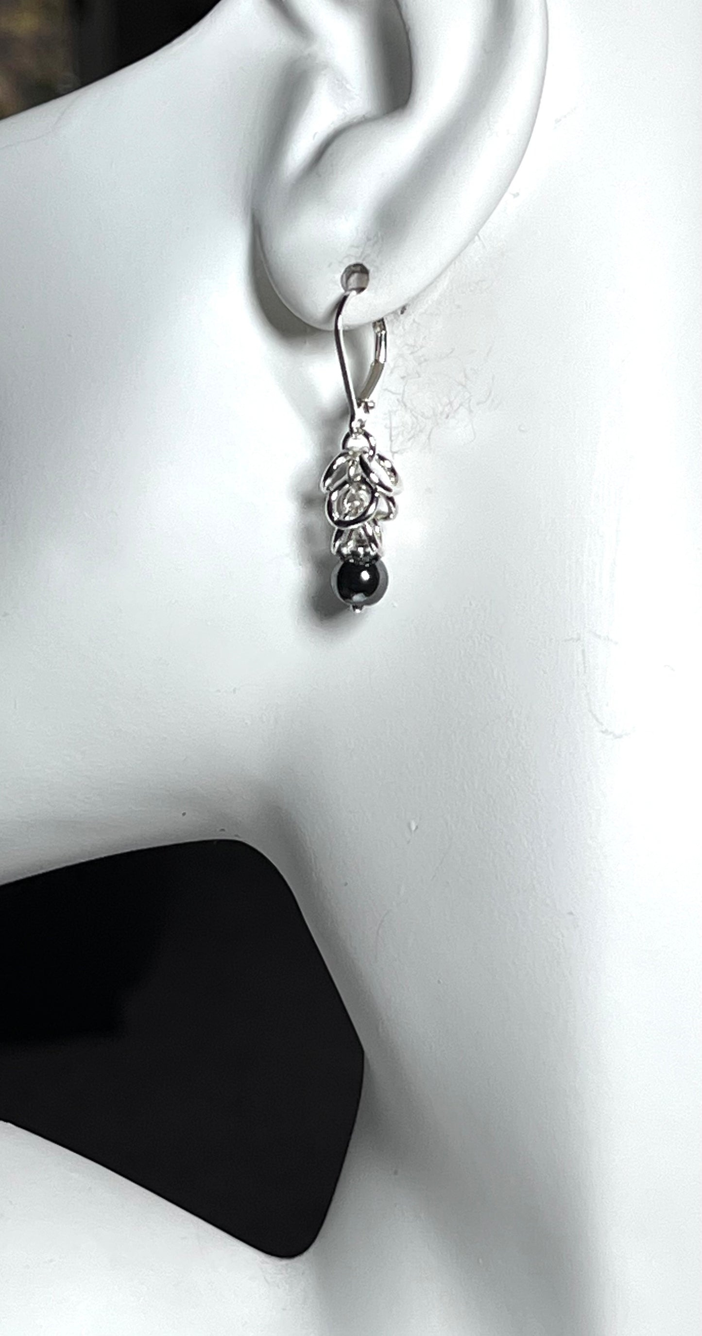 Shaggy Sterling Earrings - Hematite Bead