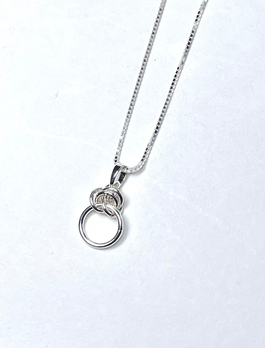 Chainmail Knot Sterling Pendant - 18” Sterling Chain Included