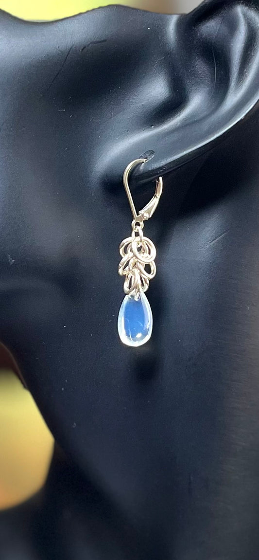 Sterling Silver and Opalite Shaggy Earrings
