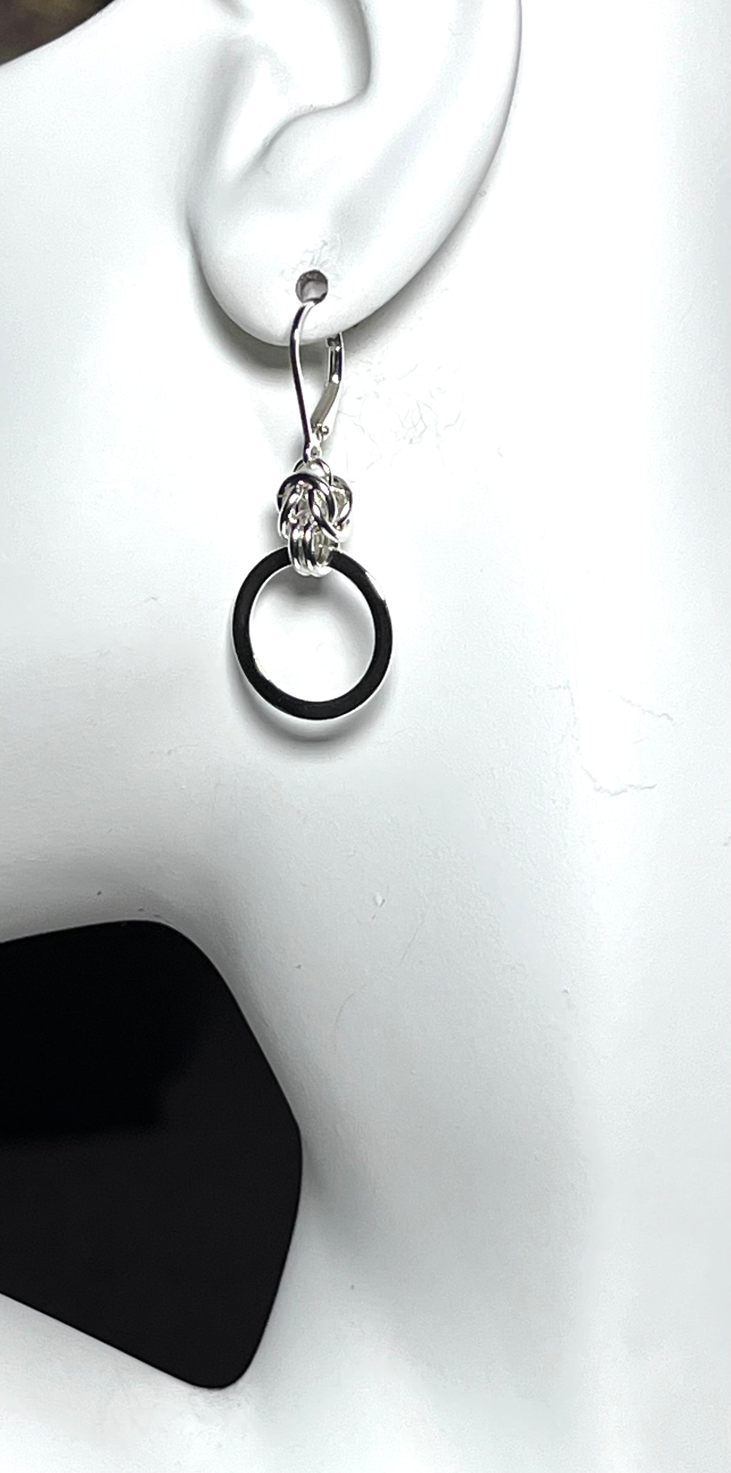 Chainmail Circle Earrings - Sterling