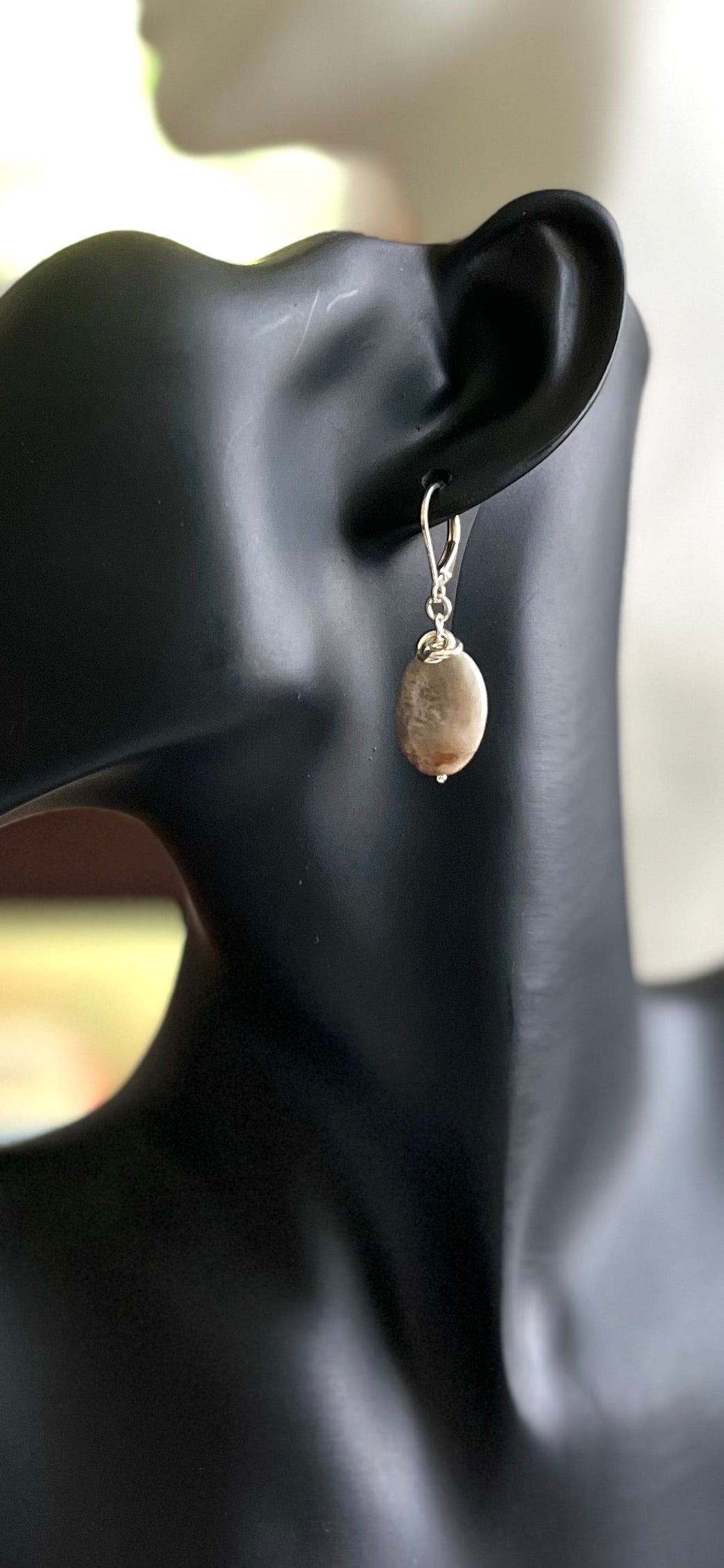 Lace Agate and Sterling Silver Earrings