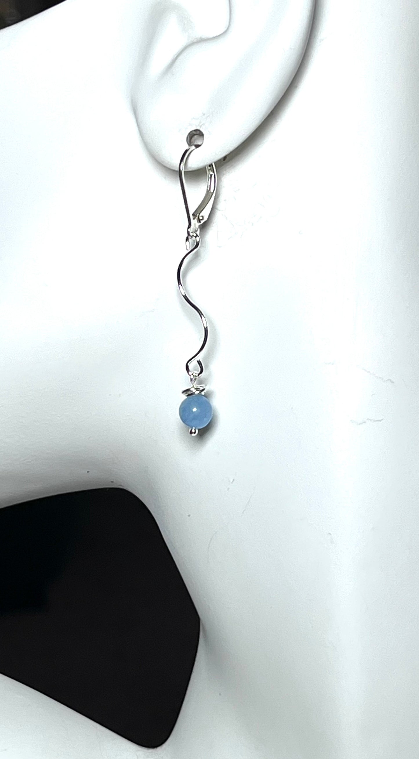 Wave Earrings | Sterling Silver and Aquamarine