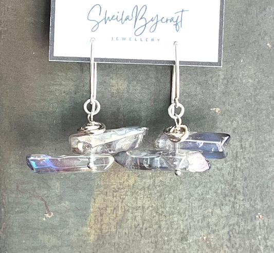 Sterling Silver and Gray Quartz Earrings