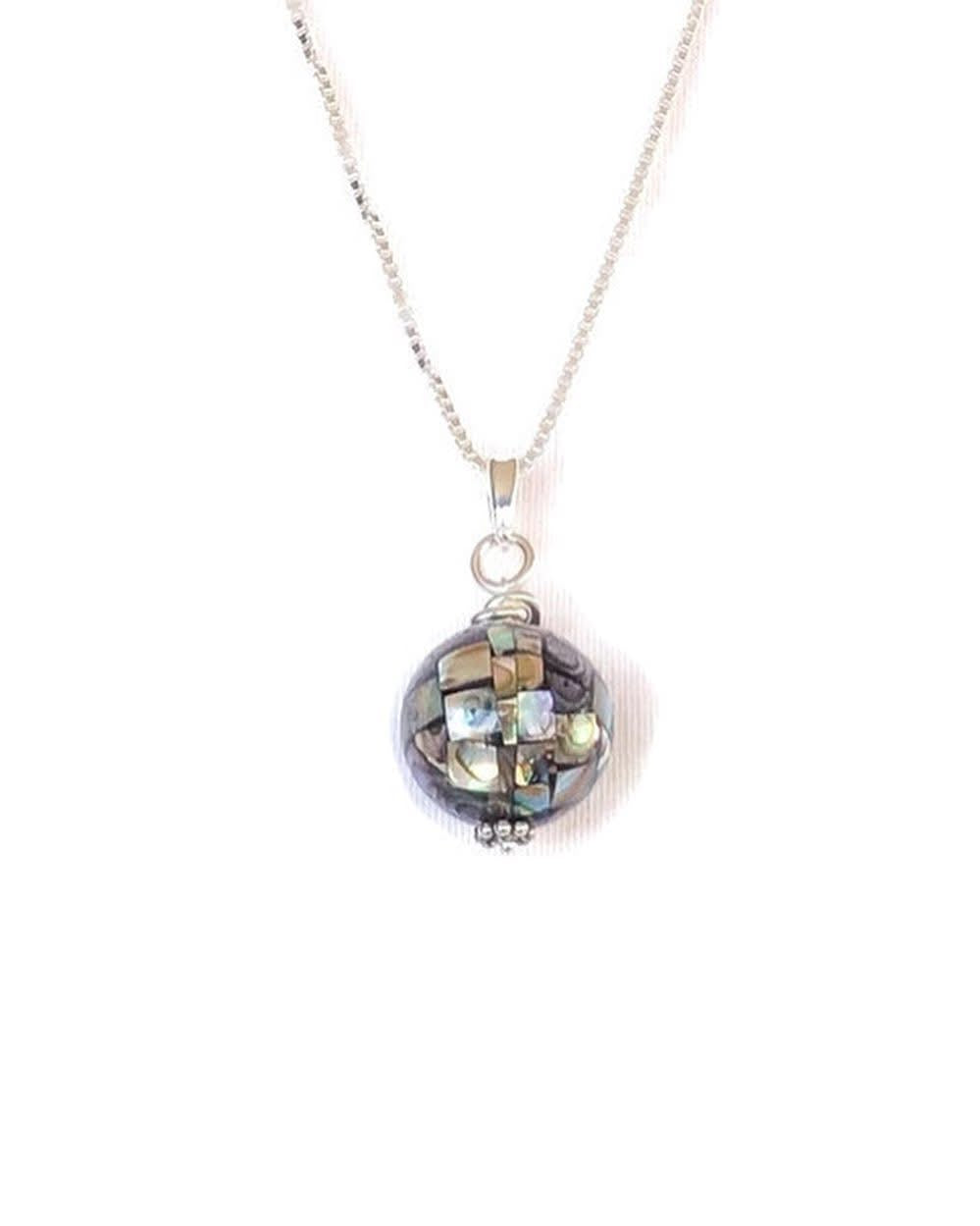 Abalone Pendant on 20” Box Link Sterling Chain