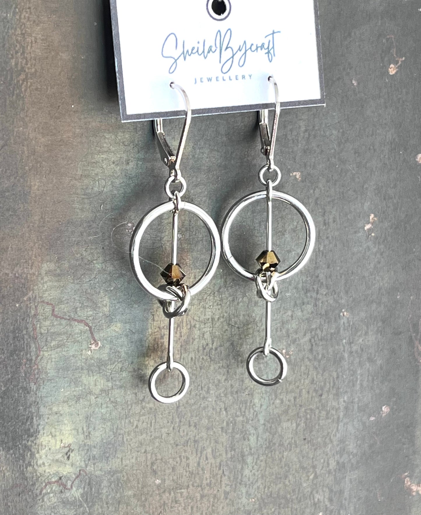 Sterling Silver Earrings with Crystal Accent