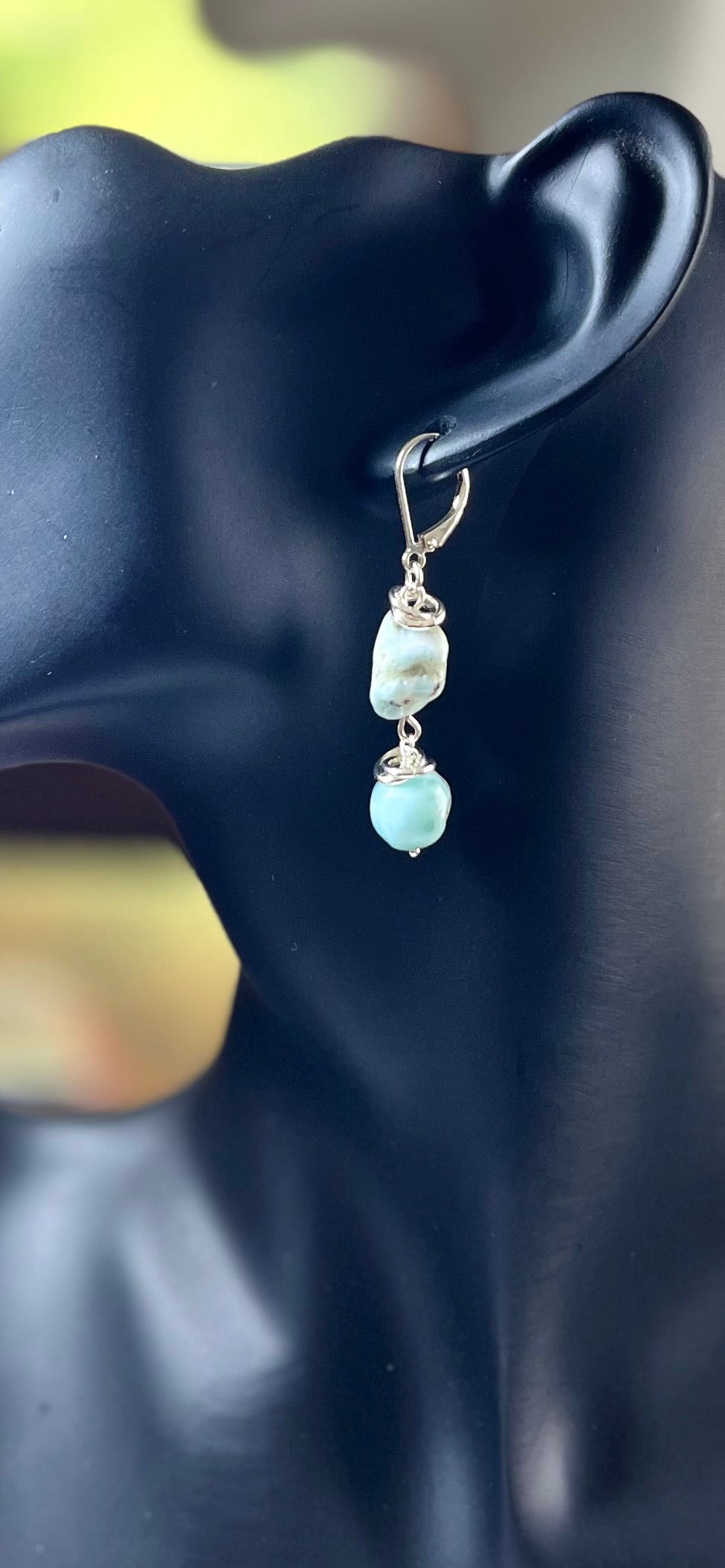 Larimar and Sterling Earrings