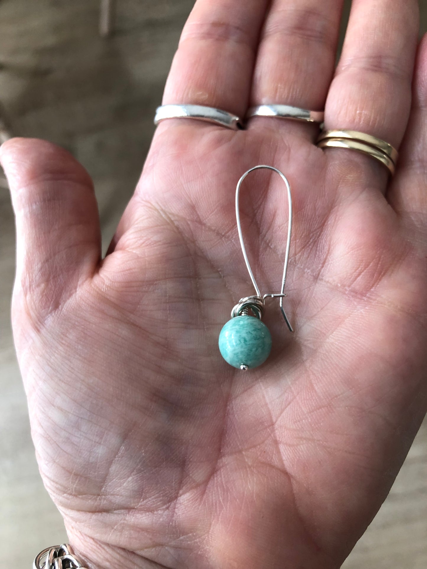 Amazonite Gemstone Long Earrings | Sterling Silver