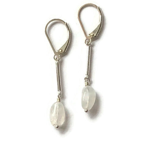 Moonstone Gemstone and Sterling Silver Earrings