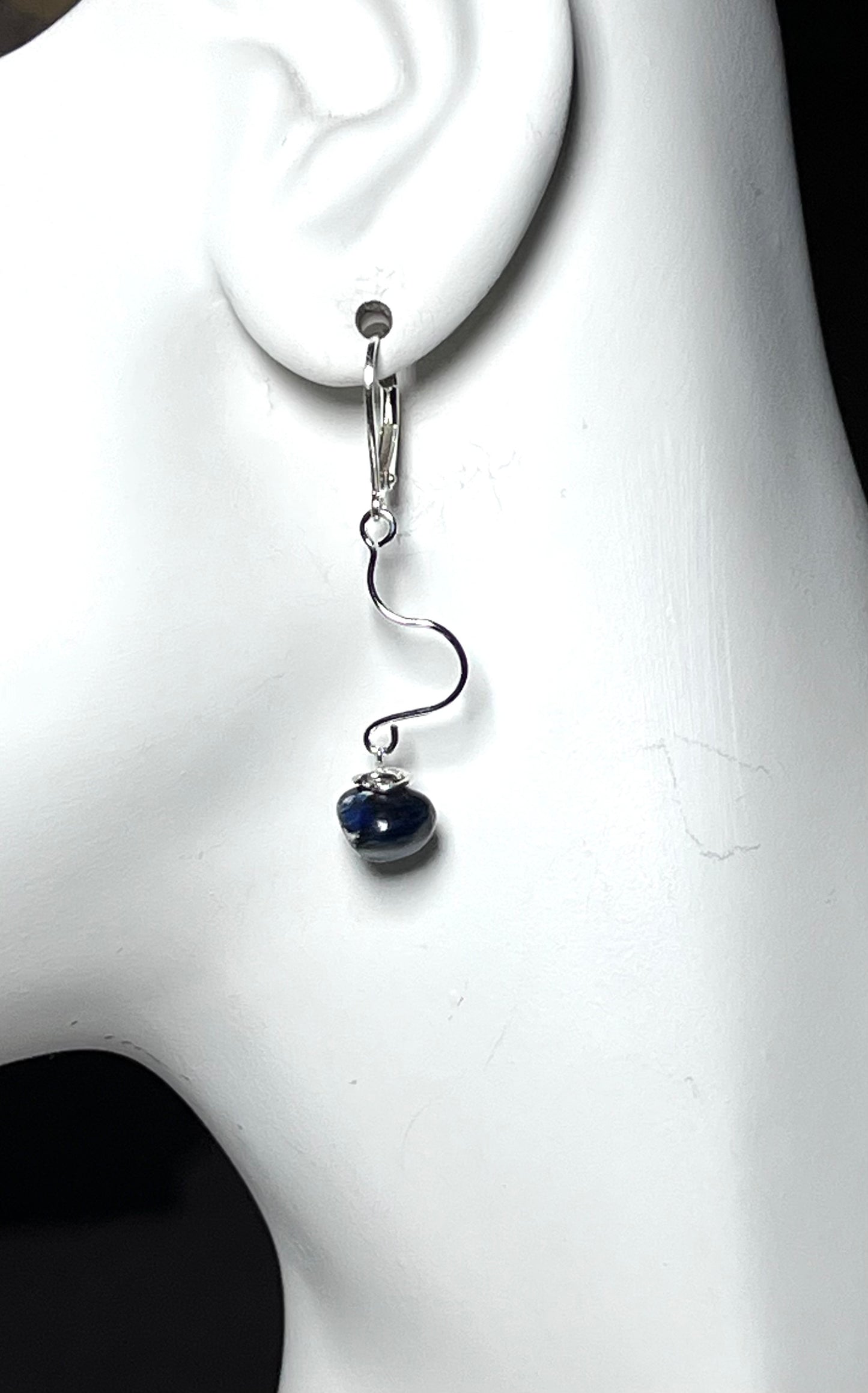 Wave Earrings | Sterling Silver and  Blue Jasper Gemstones