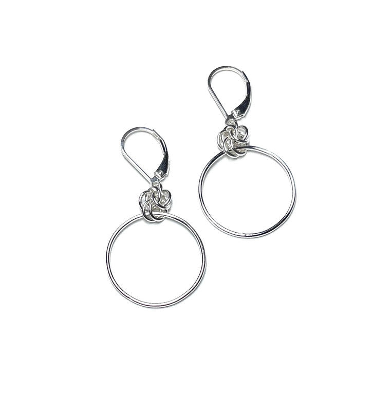 Chainmail Circle Earrings - Sterling Silver
