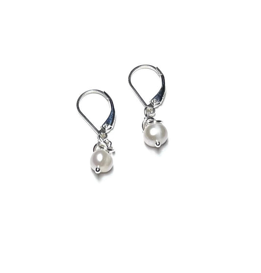 Freshwater Pearl Tiny Drop Earrings | Sterling Silver