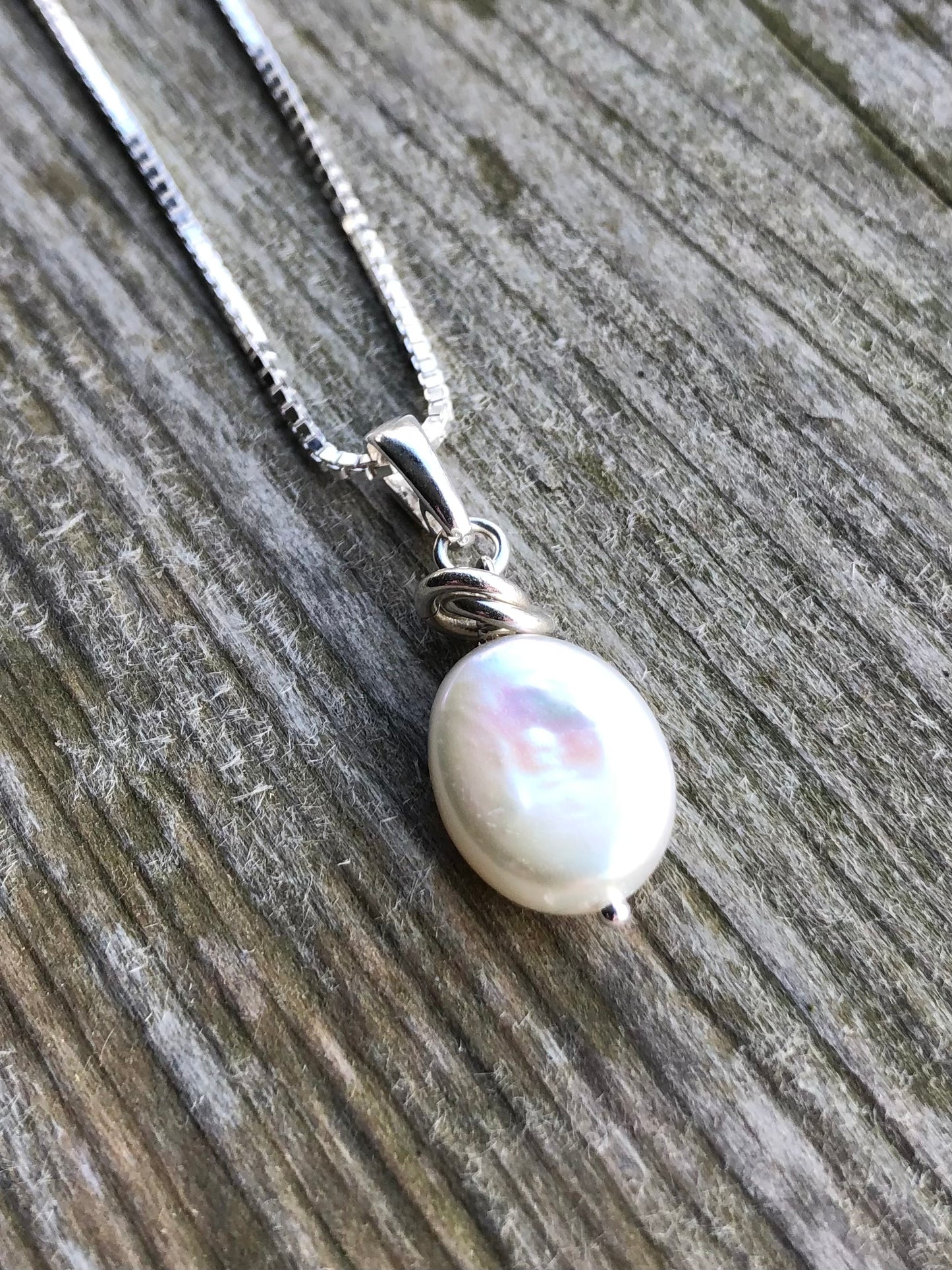 Oval Freshwater Pearl and Sterling Necklace