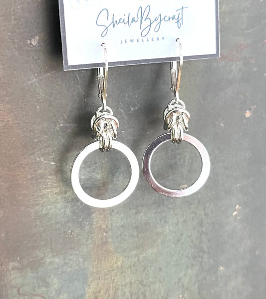Chainmail Circle Earrings - Sterling