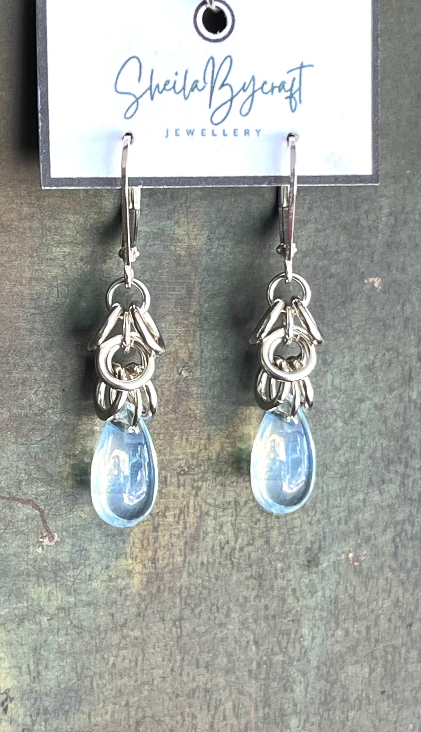 Sterling Silver and Opalite Shaggy Earrings