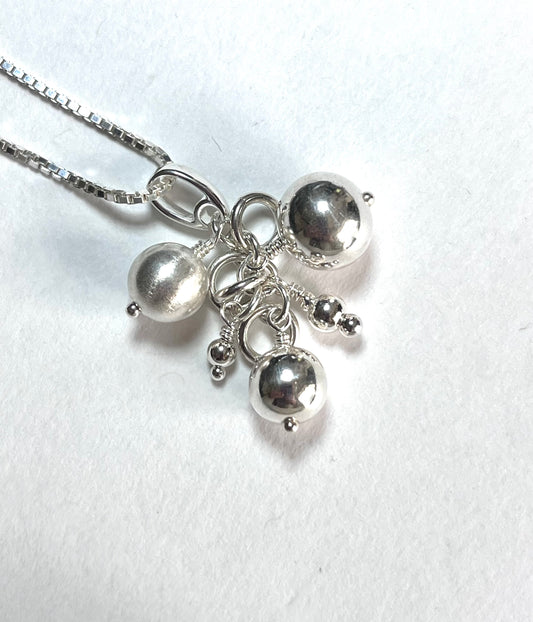 Sterling Silver Cluster Pendant on 18” Sterling Box Link Chain