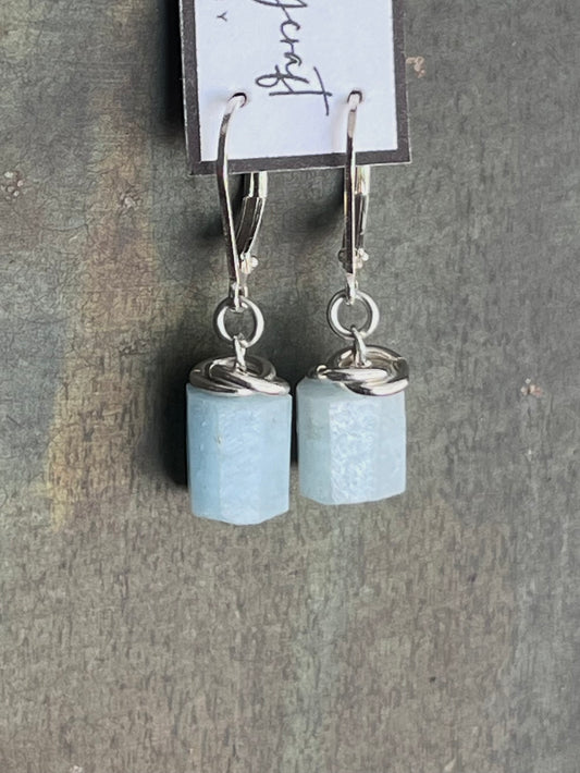 Raw Aquamarine and Sterling Silver Earrings