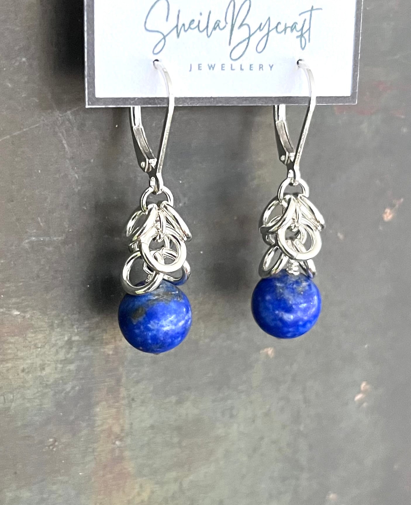 Shaggy Sterling Earrings - Lapis Lazuli Bead