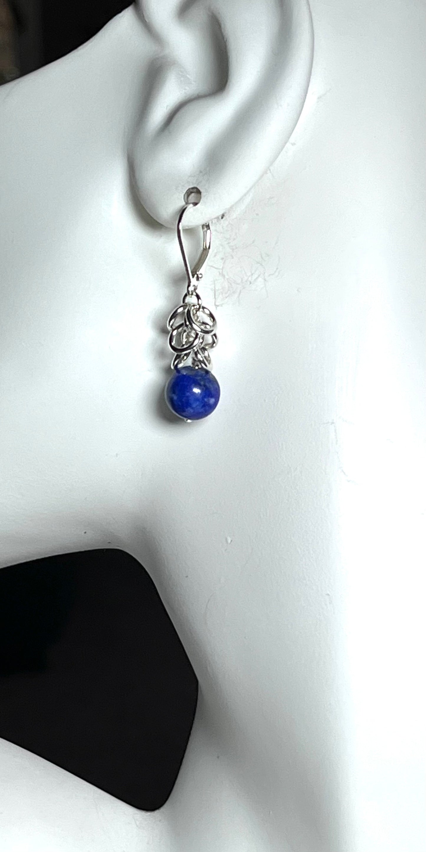 Shaggy Sterling Earrings - Lapis Lazuli Bead
