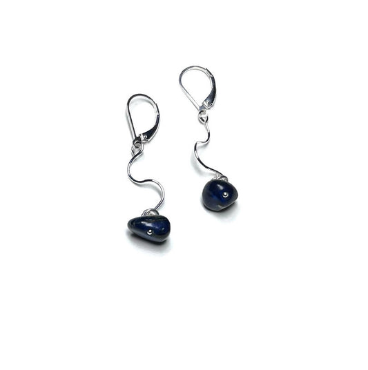 Wave Earrings | Sterling Silver and Blue Jasper Gemstones