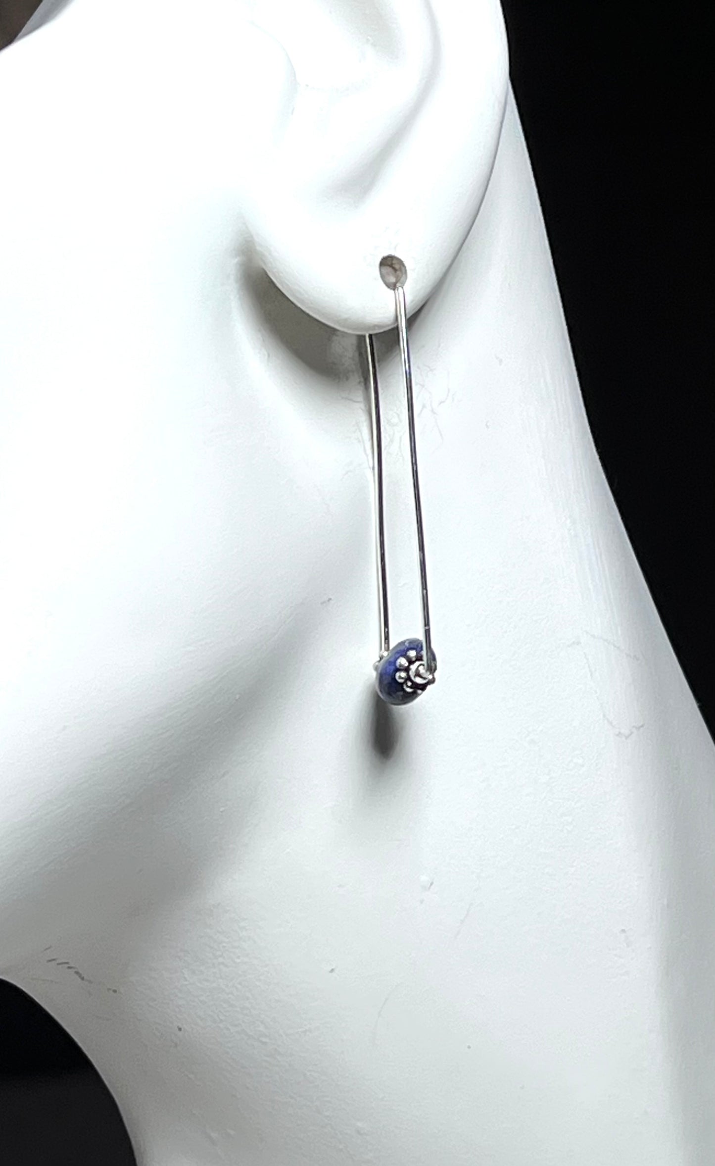 Blue Lapis Lazuli Rectangular Hoops