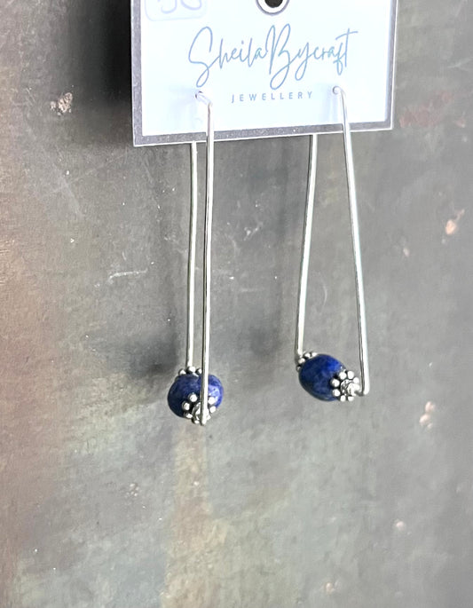 Blue Lapis Lazuli Rectangular Hoops