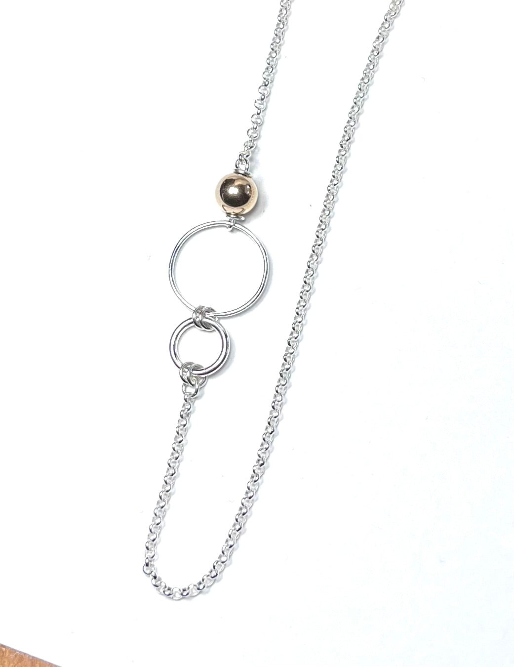 Offset Chain Necklace - Sterling with 14k gold filled bead