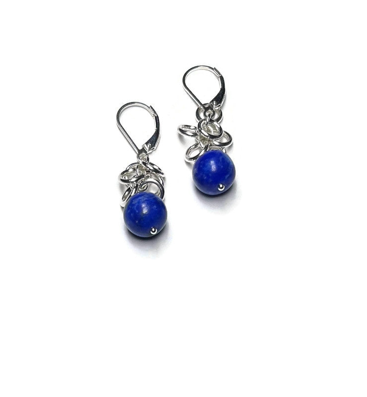 Shaggy Sterling Earrings - Lapis Lazuli Bead
