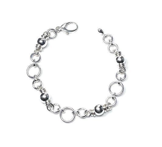 Sterling Silver Link and Bead Bracelet