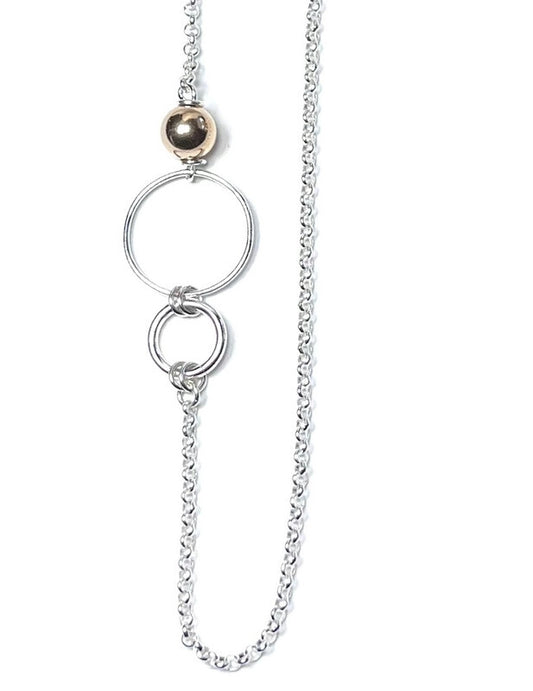 Offset Chain Necklace - Sterling with 14k gold filled bead