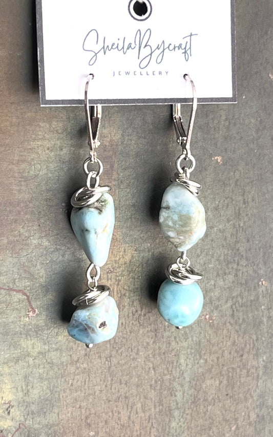 Larimar and Sterling Earrings