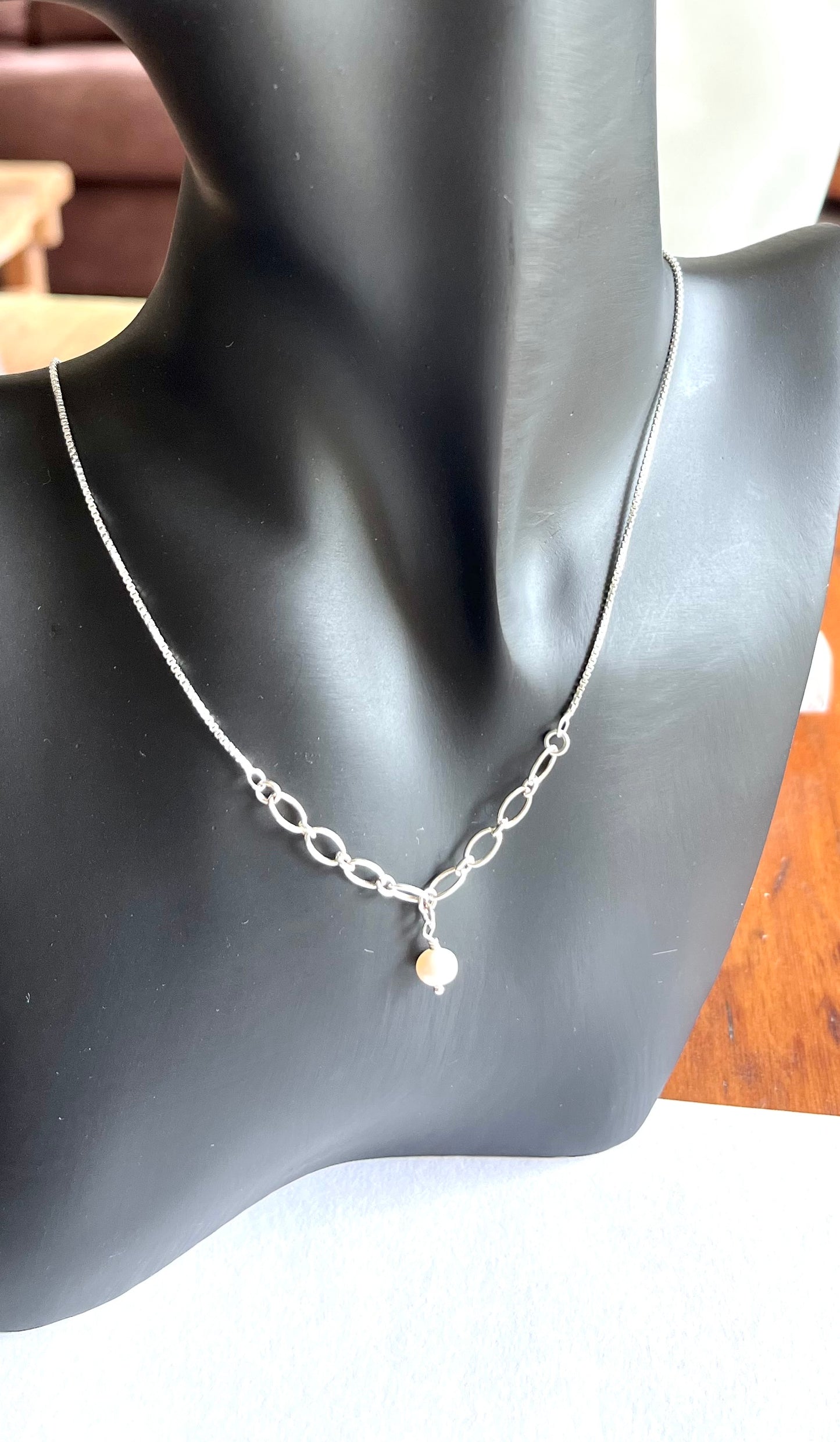 Sterling and Freshwater Pearl Chain Necklace.