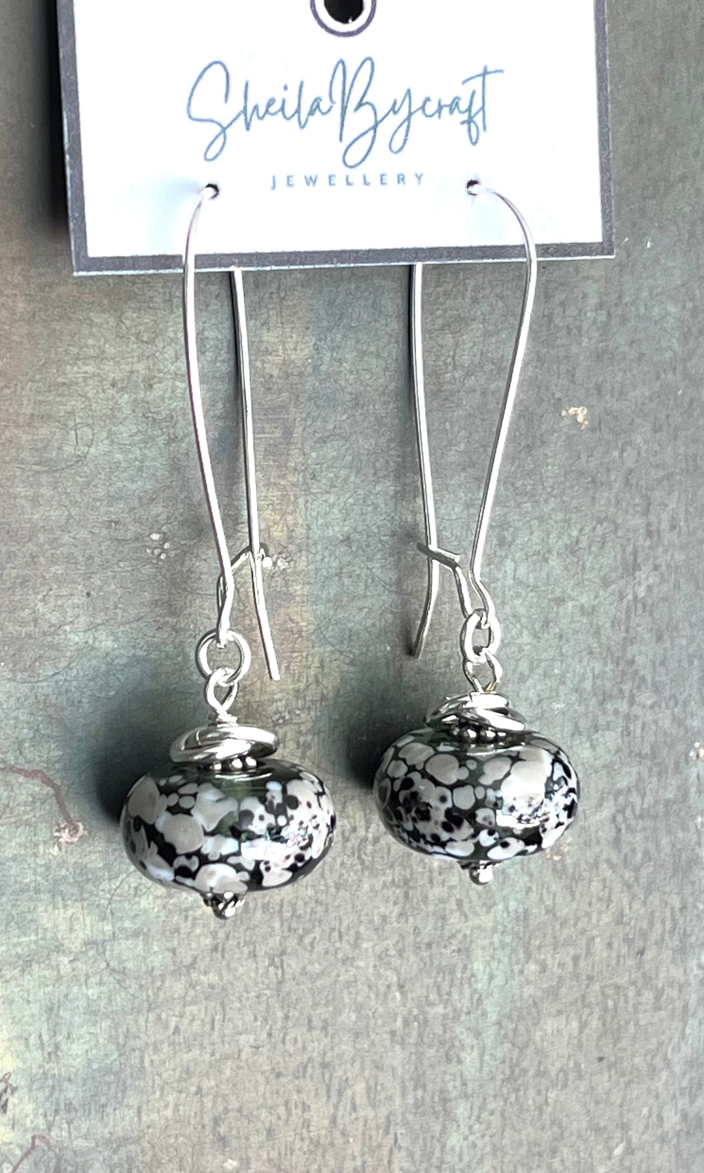 Sterling Earrings with Handmade Lampwork Glass Drops
