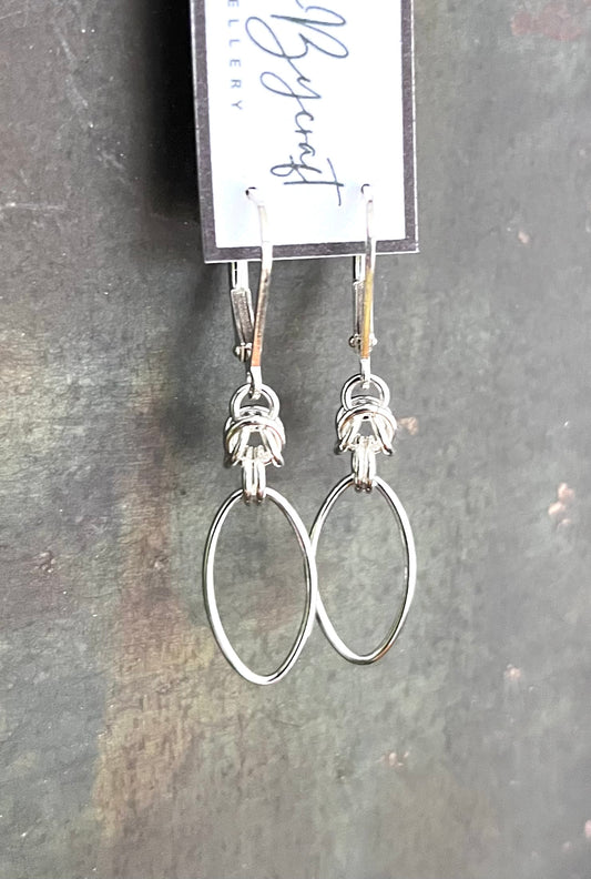 Chainmail Marquis Earrings - Sterling