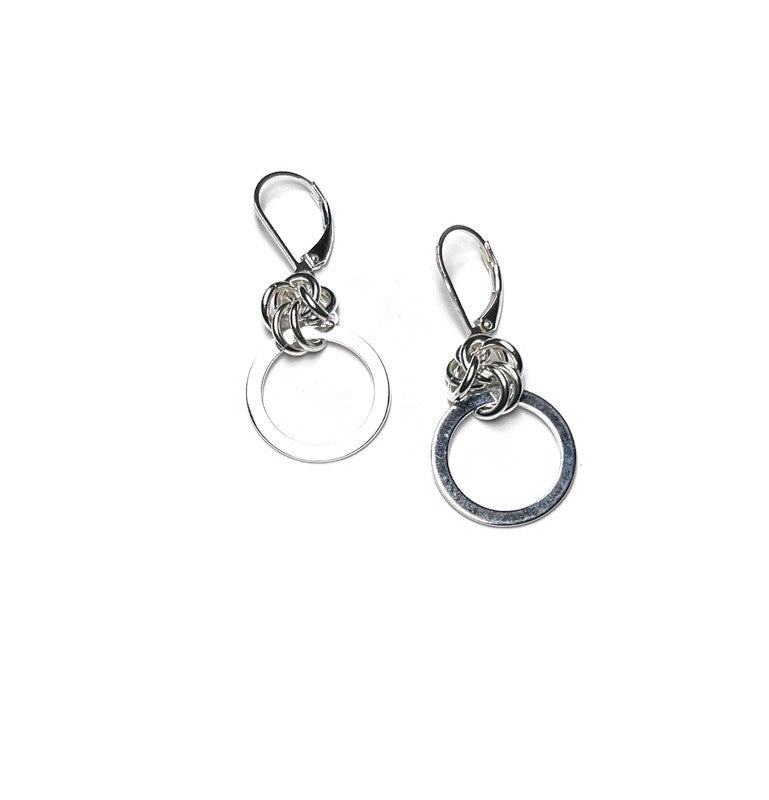 Chainmail Circle Earrings - Sterling