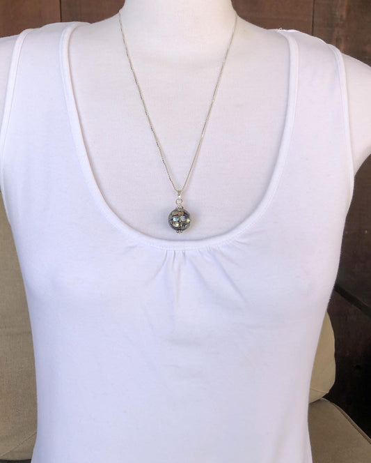 Abalone Pendant on 20” Box Link Sterling Chain