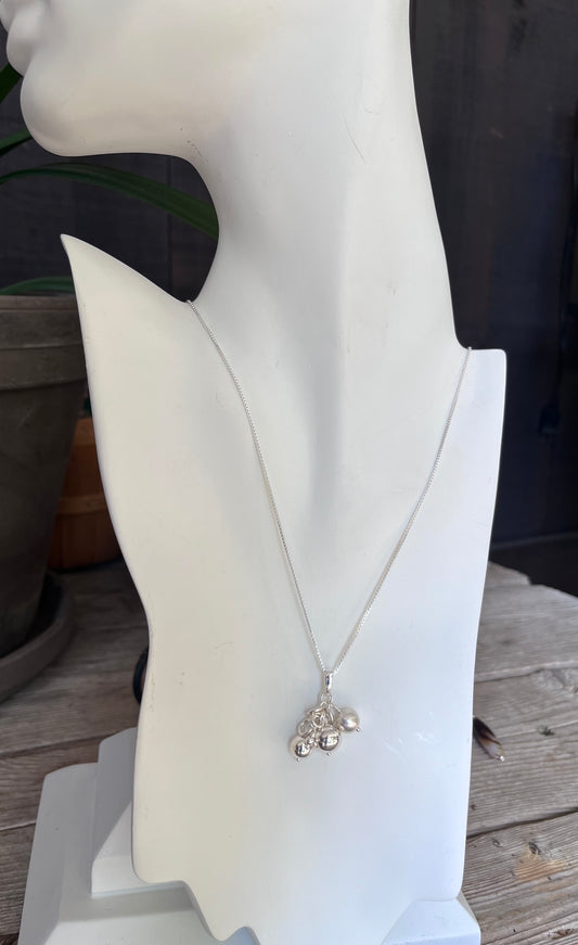 Sterling Silver Cluster Pendant on 18” Sterling Box Link Chain