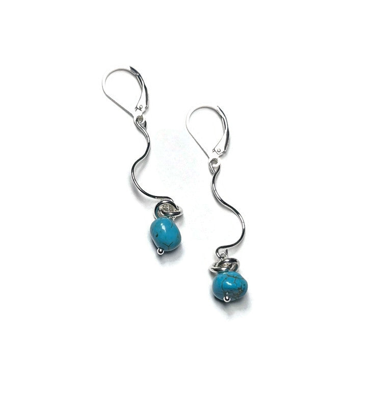 Wave Earrings | Sterling Silver and Turquoise