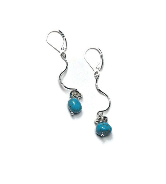 Wave Earrings | Sterling Silver and Turquoise