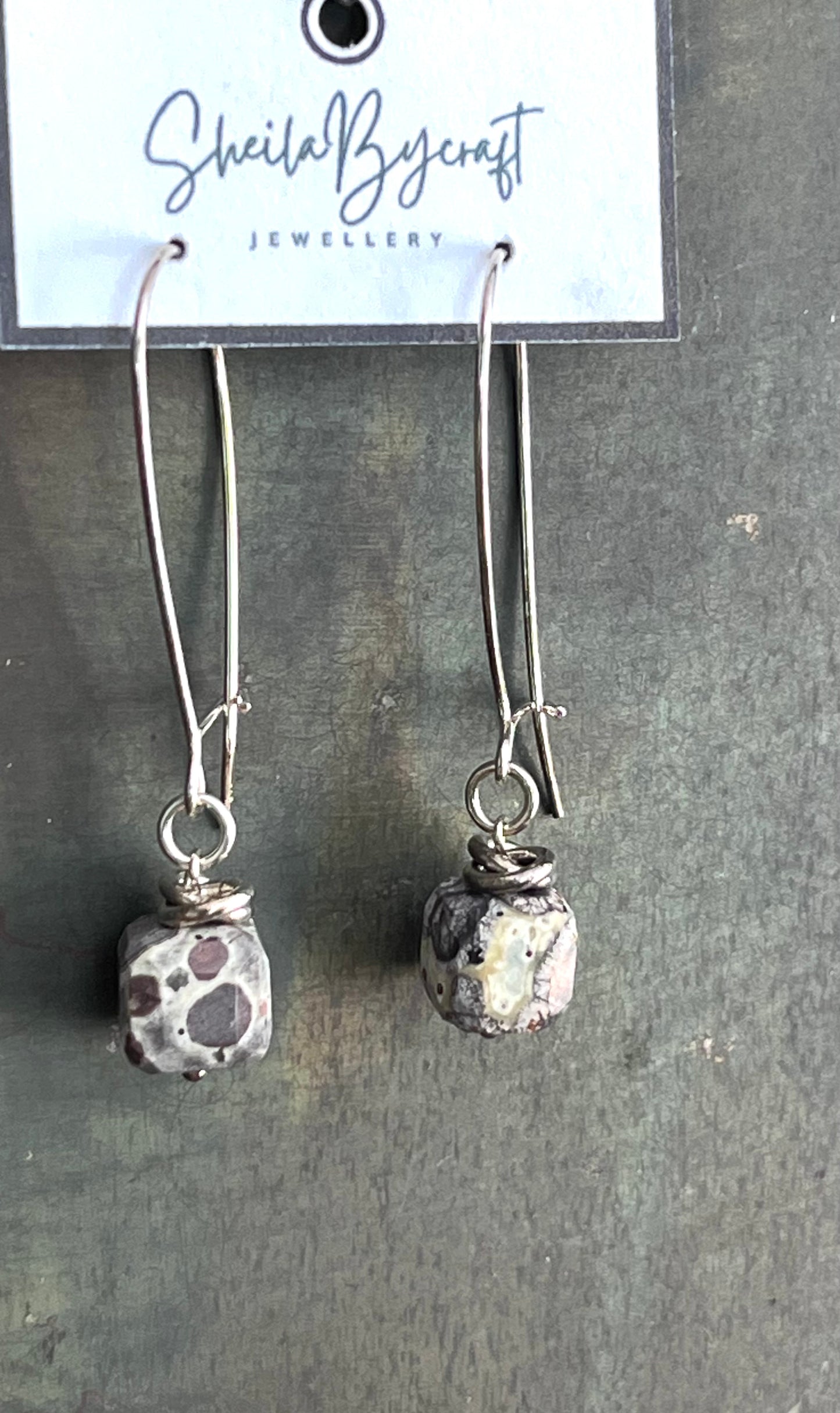 Sterling Silver earrings with Asteroid Jasper Drops