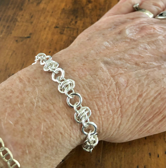 Sterling Silver Barrel Chainmail Bracelet