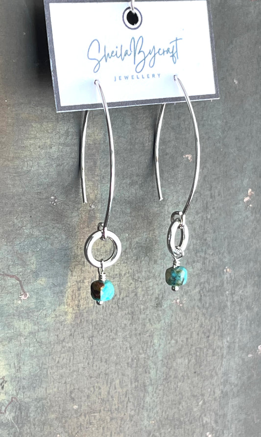 Sterling Silver Earrings with Turquoise Drop