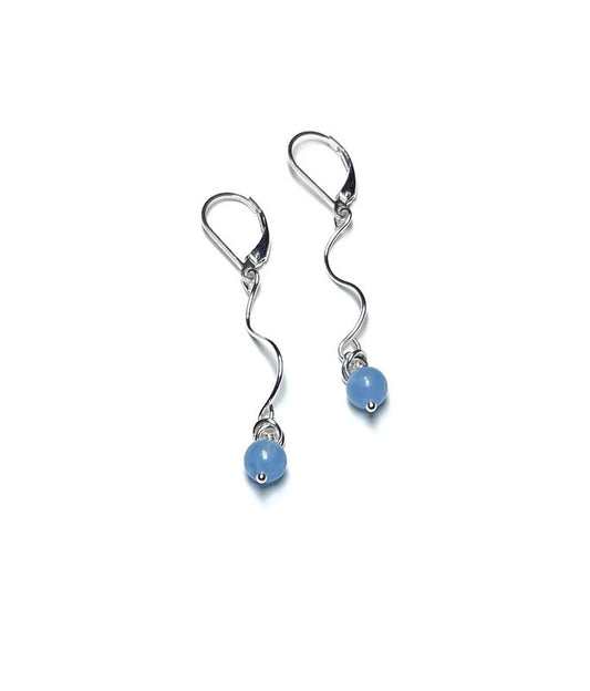 Wave Earrings | Sterling Silver and Aquamarine