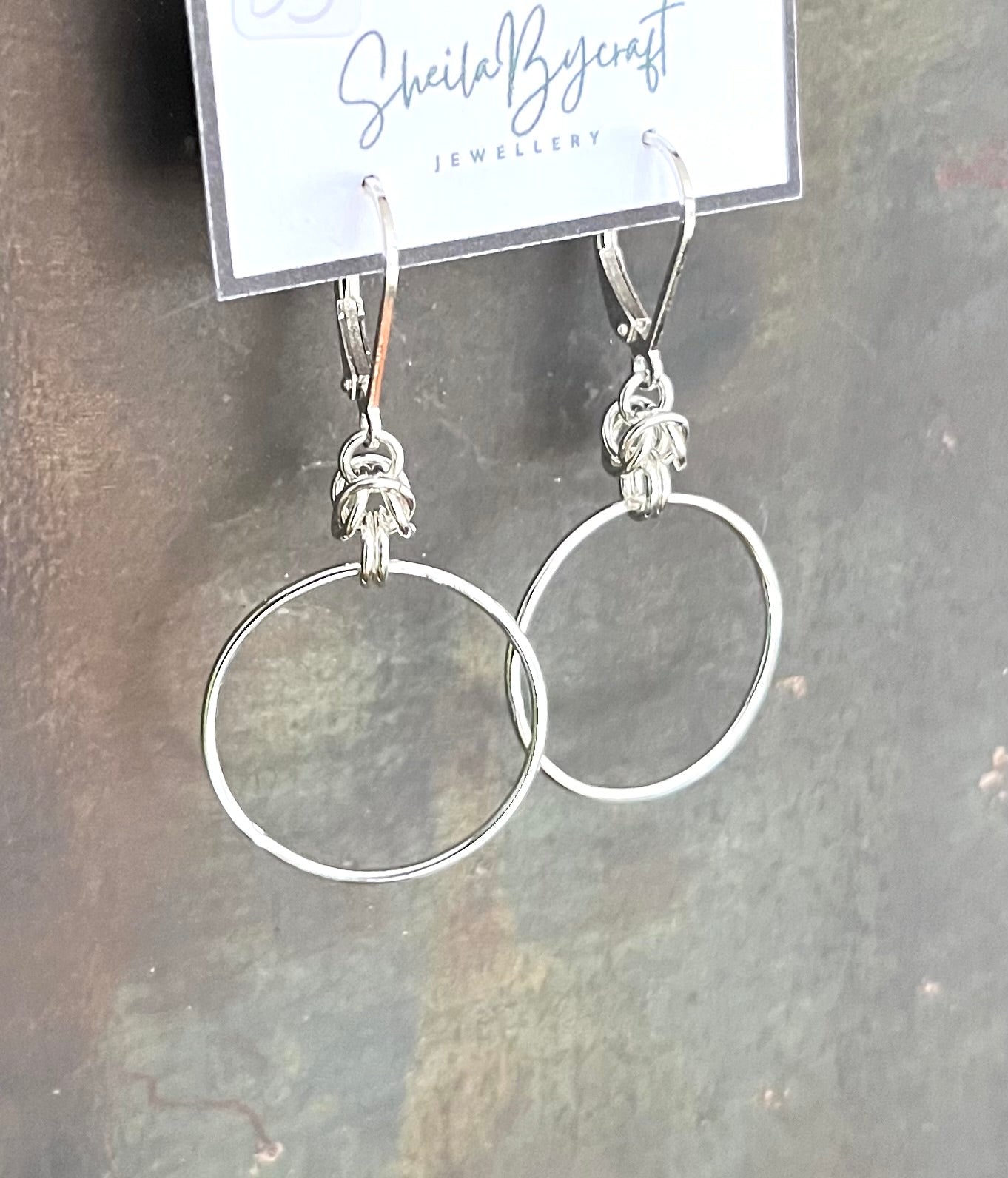 Chainmail Circle Earrings - Sterling Silver