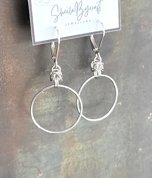 Chainmail Circle Earrings - Sterling Silver