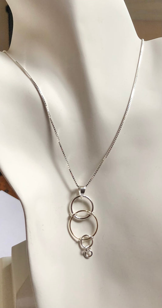 Sterling and 14k Gold Fill Circle Necklace