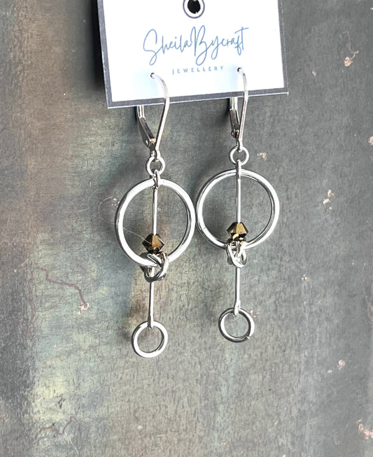 Sterling Silver Earrings with Crystal Accent