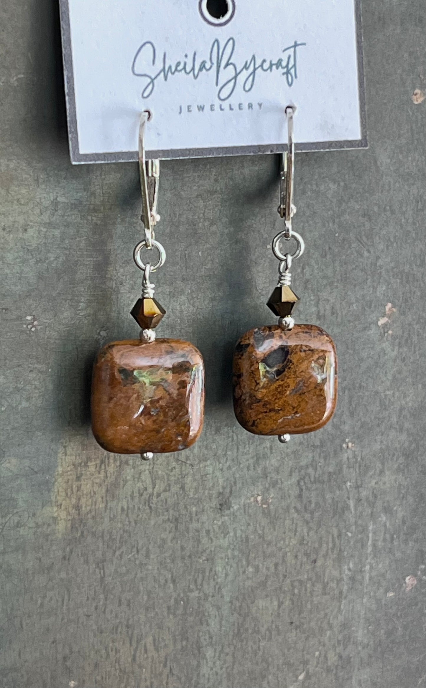 African Opal and Sterling Silver earrings