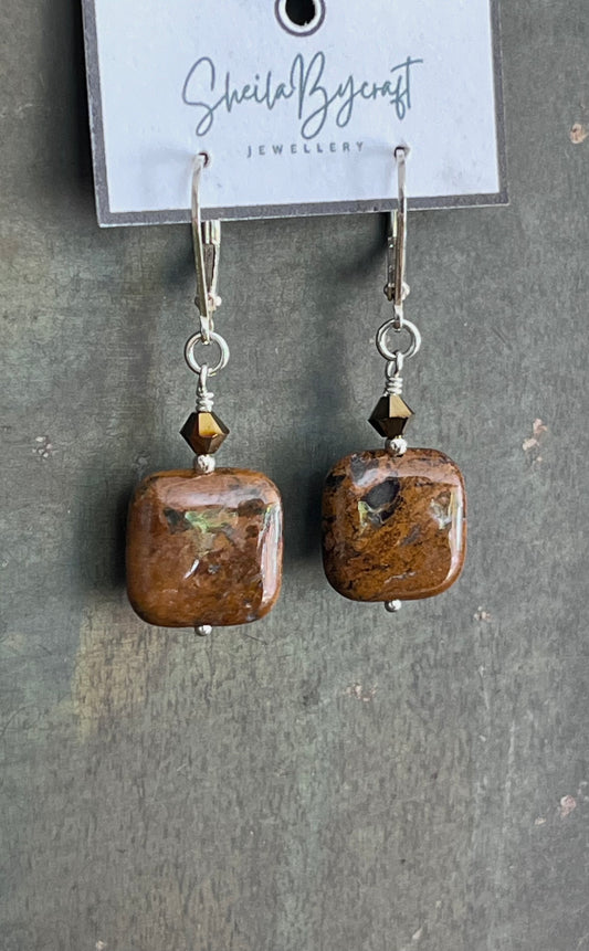 African Opal and Sterling Silver earrings