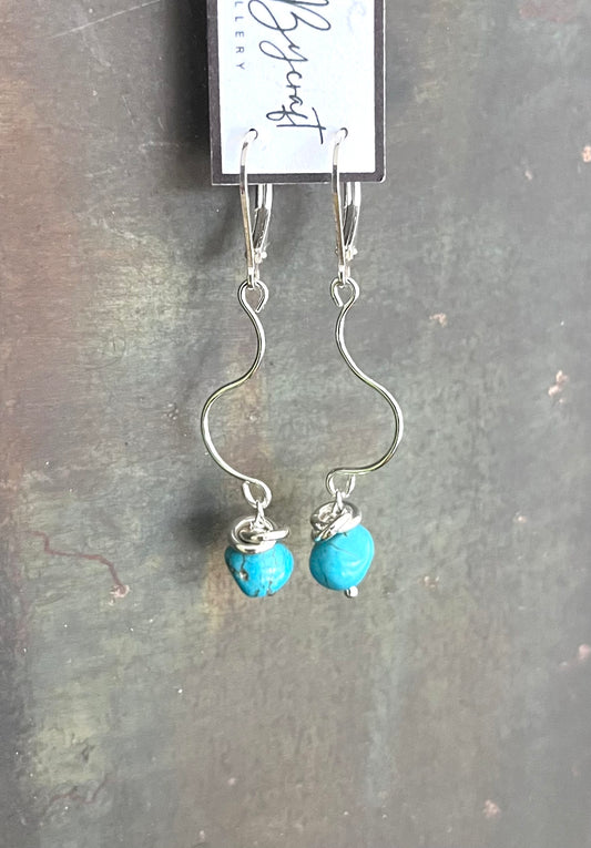 Wave Earrings | Sterling Silver and Turquoise